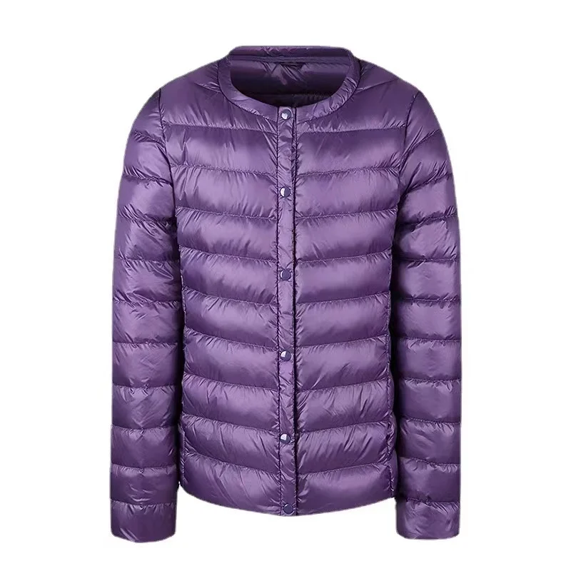 Winter Women Coat Ultralight Puffer 90% Down Jacket O-Neck Button Warm Padded Parka Coat Female Portable Overcoat Chaqueta Mujer