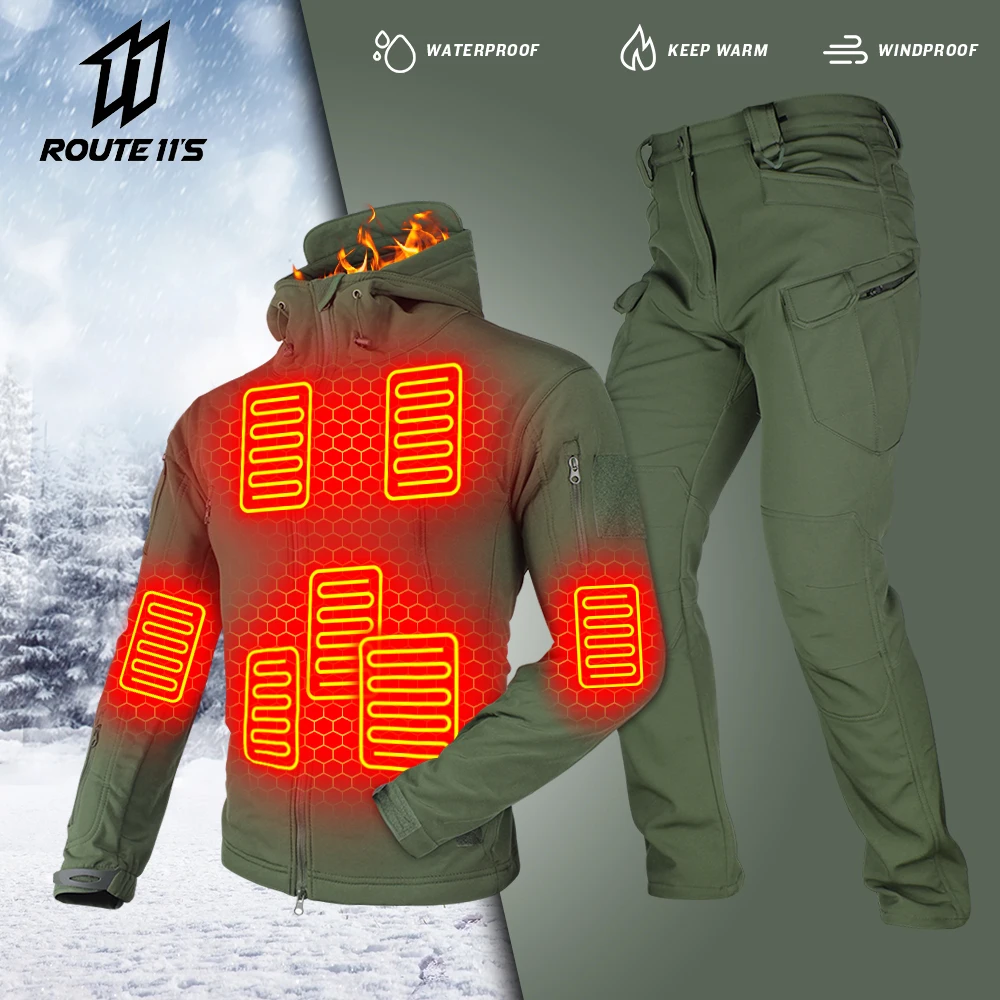 2023 Winter Men Heated Jacket Hiking Clothings Waterproof Fishing Coat Heated Motorcycle Jacket Thermal Warm Tactical Jacket
