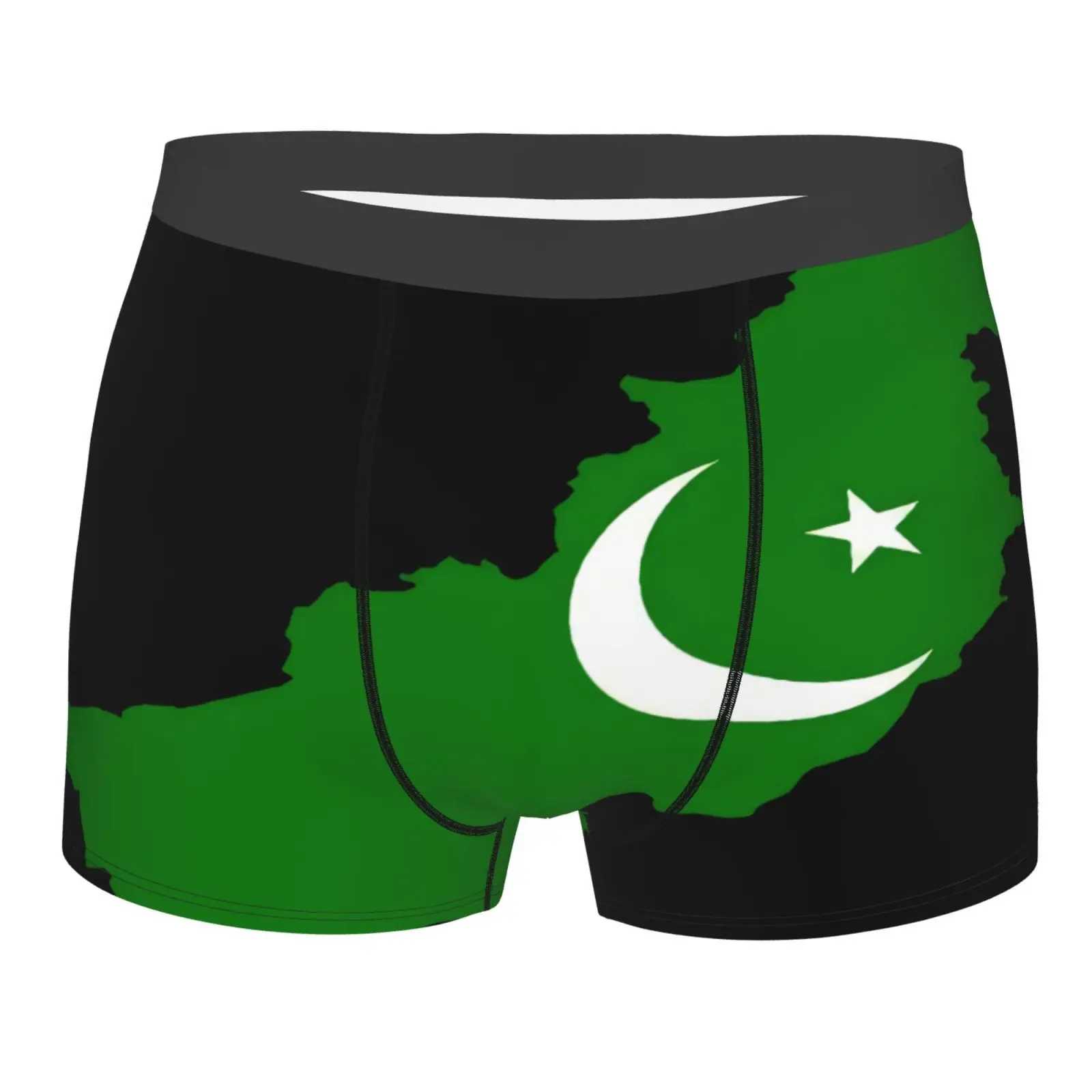 

Трусы-боксеры мужские длинные из полиэстера, с флагом Пакистана и картой, розовые