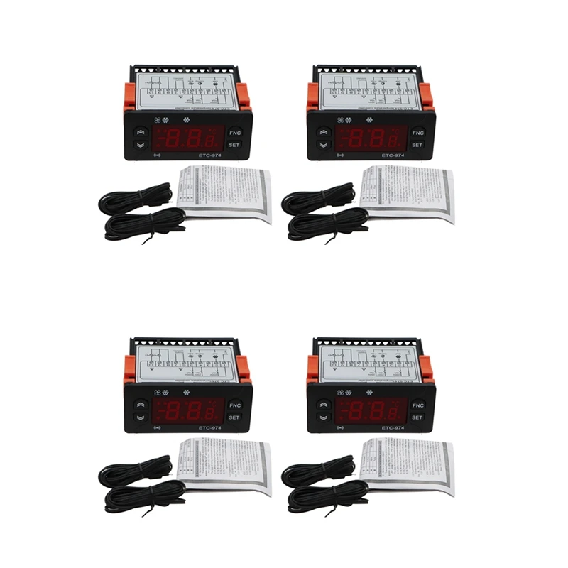 

HOT-4X ETC-974 Digital Temperature Controller Microcomputer Thermostats Thermostat Refrigeration Alarm 220V NTC Sensor