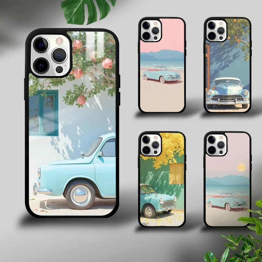Винтажный автомобильный чехол для телефона A-AIGC iPhone 16 15 14 13 12 11 Pro Xs Max Mini Plus Celulares Hard