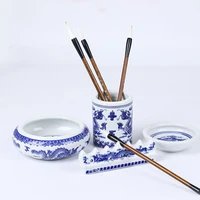 4 pcs ceramic pen container holder wash ink dish chinese calligraphy paintingwriting sets tools