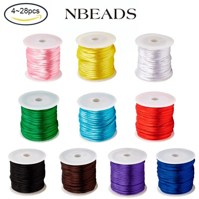 

Нейлоновый шнур NBEADS 6-28 шт., 0,8/1/1, 5/2 мм, нить, китайский узел, макраме, шнур, браслет, плетеная нить «сделай сам», кисточки, вышивка бисером