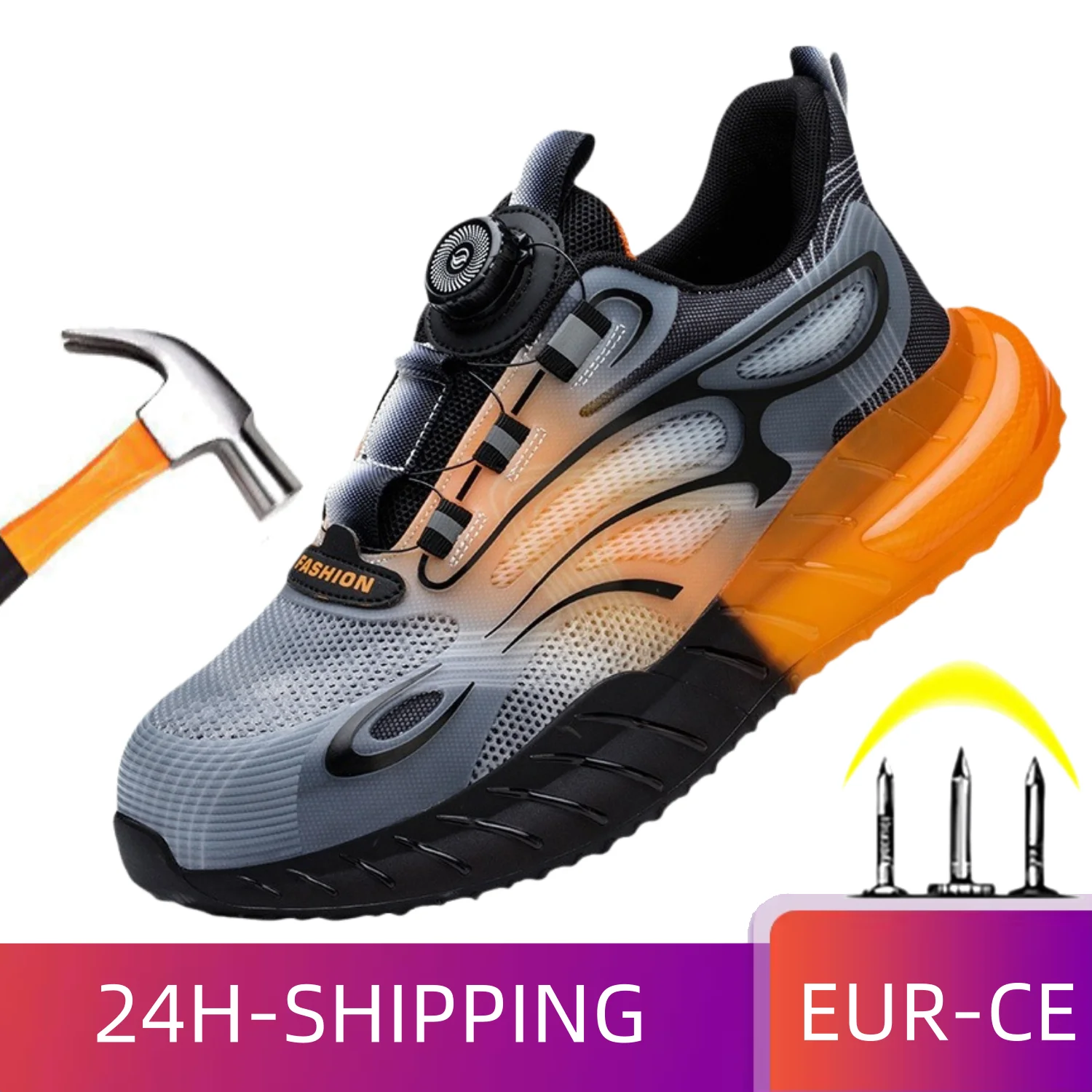 Мужская Защитная Обувь С Вращающейся Кнопкой Противоскользящая Рабочая