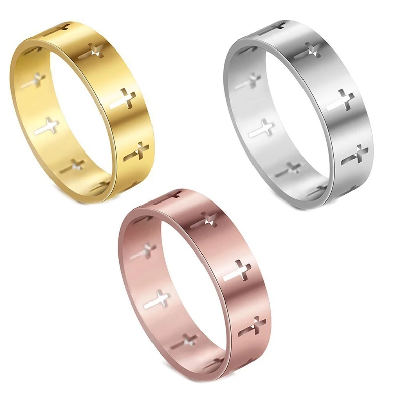 

Titanium Steel Ring Simple Creative Hollow Cross Ring Religious Jewelry Unisex Christian Finger Rings Unisex Wedding Gif