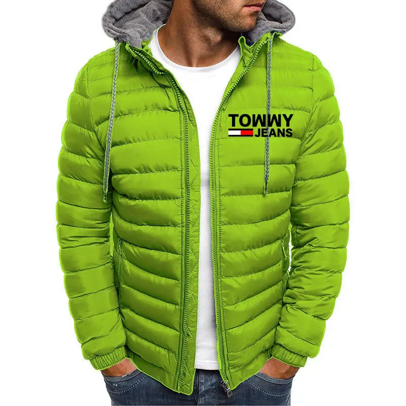 Plus Size Men's Outdoor Casual Jackets Winter Coats Men's Clothing Hooded Black Jackets Men's Coats Quilted Streetwear Zipper