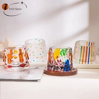 2pcs colorful glass rotating whiskey with base glass old fashioned glass for drinking bourbon scotch cocktails whisky shake cup