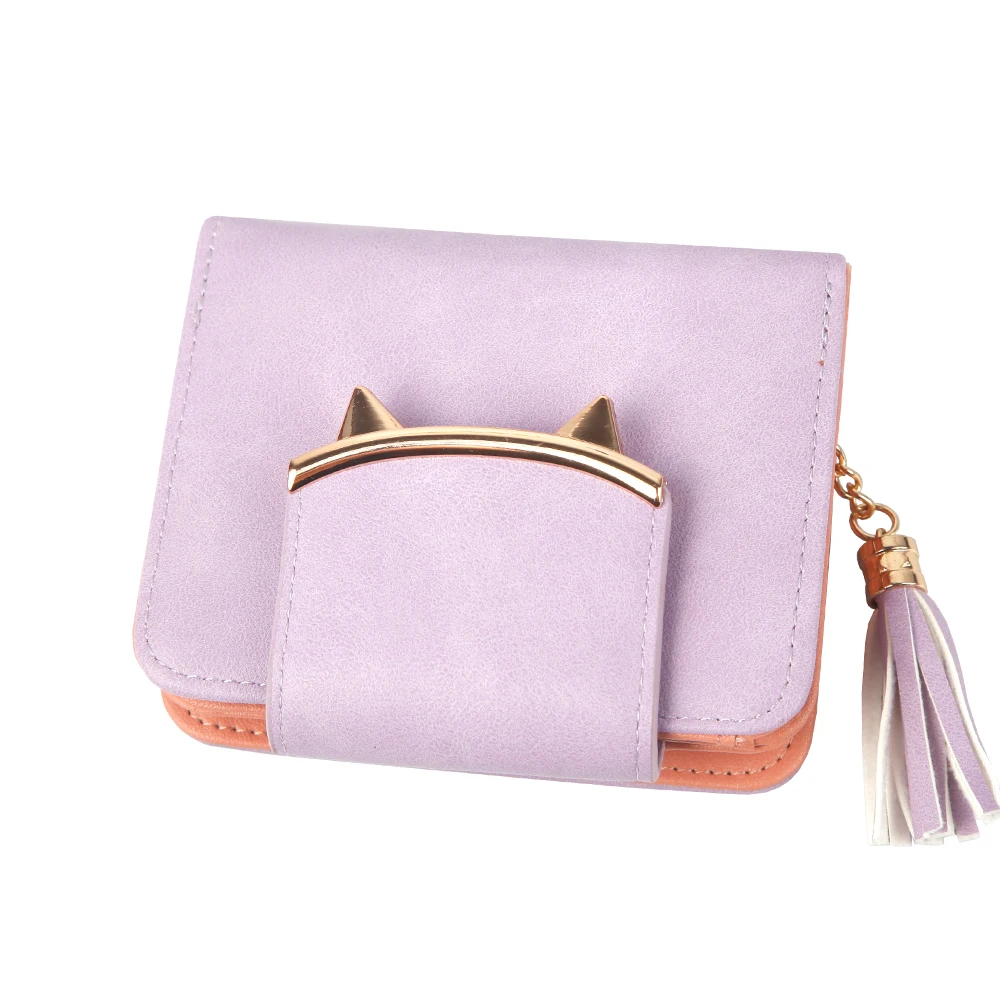 2022 симпатичный кожаный винтажный женский кошелек с кисточками и кошачьими