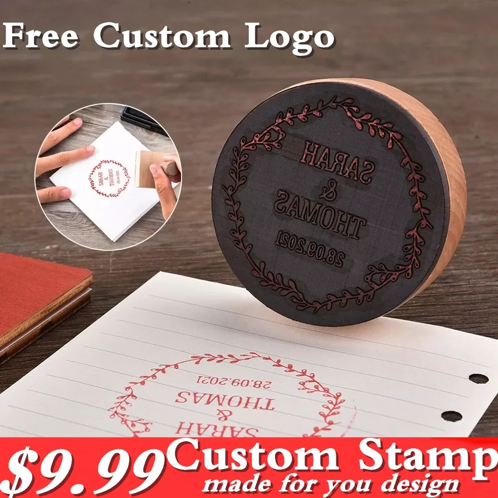 

Wooden Stamp Wedding Party Rubber Stamp Custom Packaging Stamp Artwork Personalized Logo Brand Name Business Seal Drop Shipping