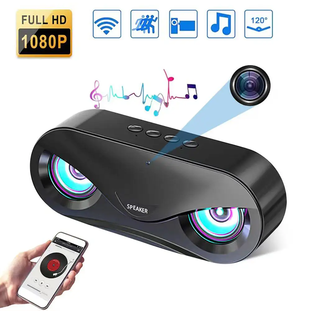 

1080p/4k Full Hd Mini Camera Wifi Speaker Camcorder Stereo Bluetooth Music Player Motion Detection Home Security Nanny Cam