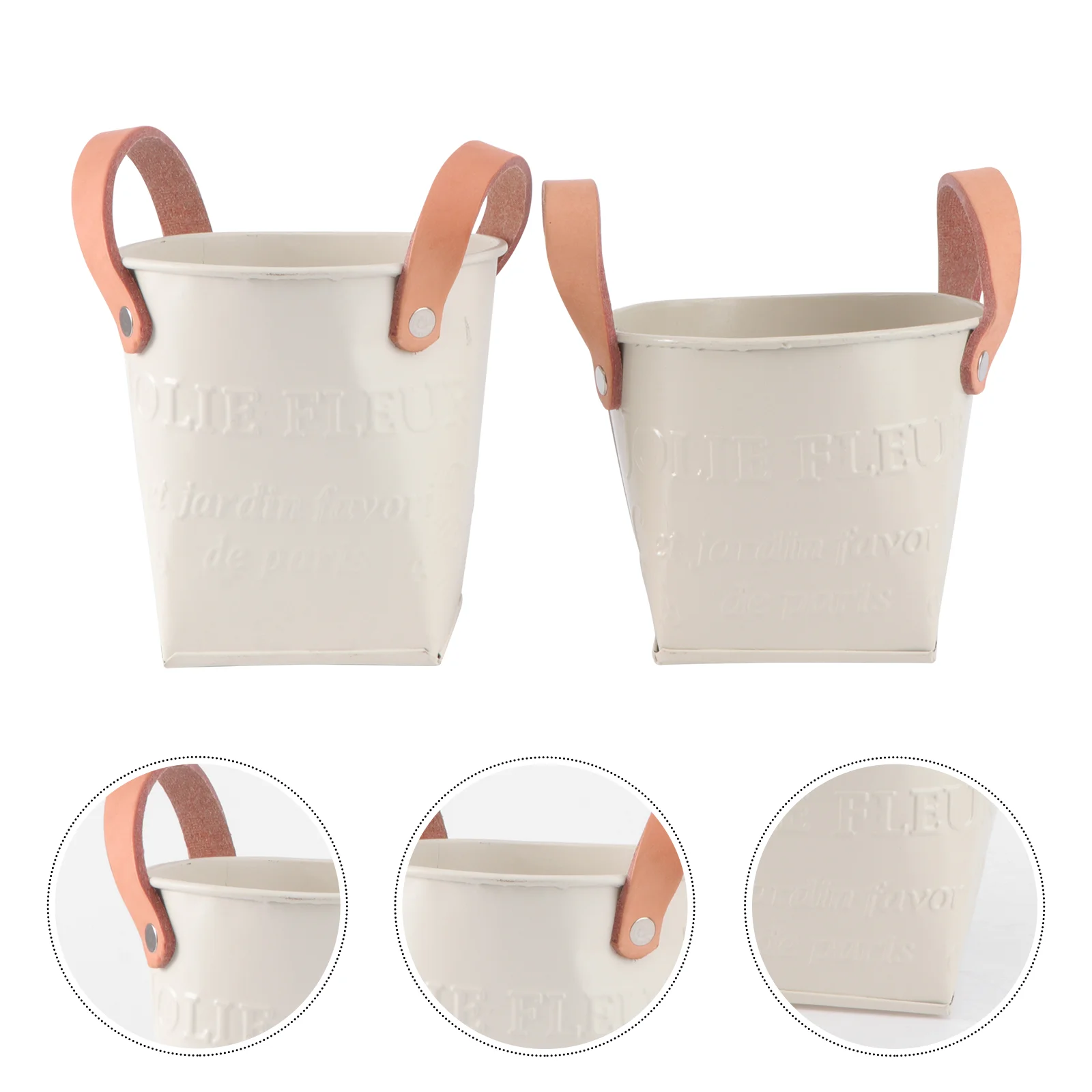 

2 Pcs Home Décor Flower Bucket Handle Vintage Home Decor Centerpiece Vase Flower Decor Metal Flower Holder Rural Iron Organizer