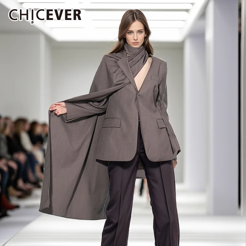 Женский Асимметричный Блейзер однотонный блейзер с отложным воротником и