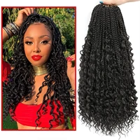 goddess box braids crochet hair with curly ends 14 inch box braids crochet synthetic braiding hair extension for black women