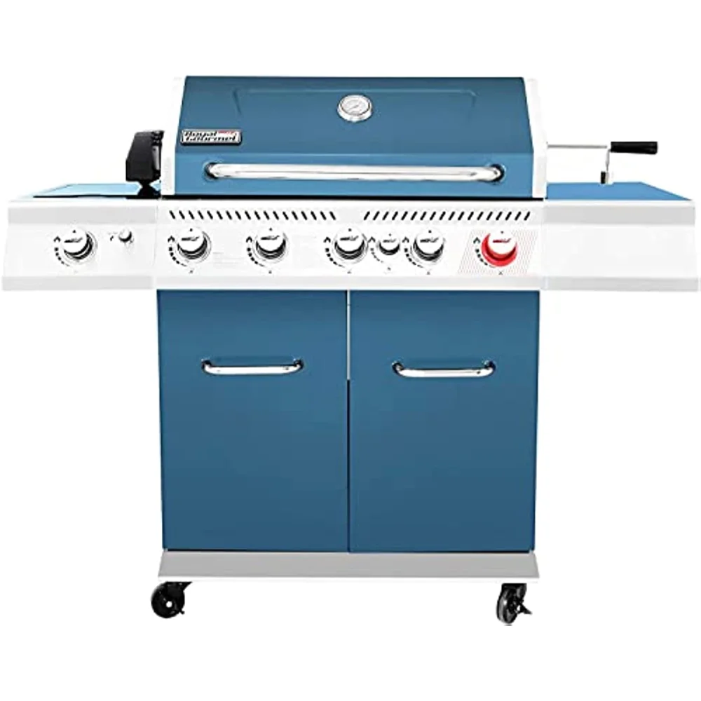 

GA5403B 5-Burner BBQ Cabinet Style Propane Gas Grill with Rotisserie Kit, Sear Burner, Rear Burner and Side Burner, 74,000 BTU