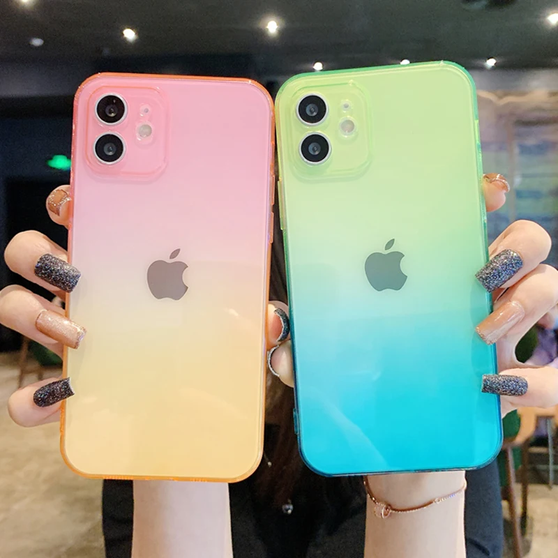 

Luxury Fashion Gradient Phone Cases For iPhone 12 Pro Max Mini Soft Candy Back Cover For iPhone 11 Pro 7 8 Plus X XS Max XR