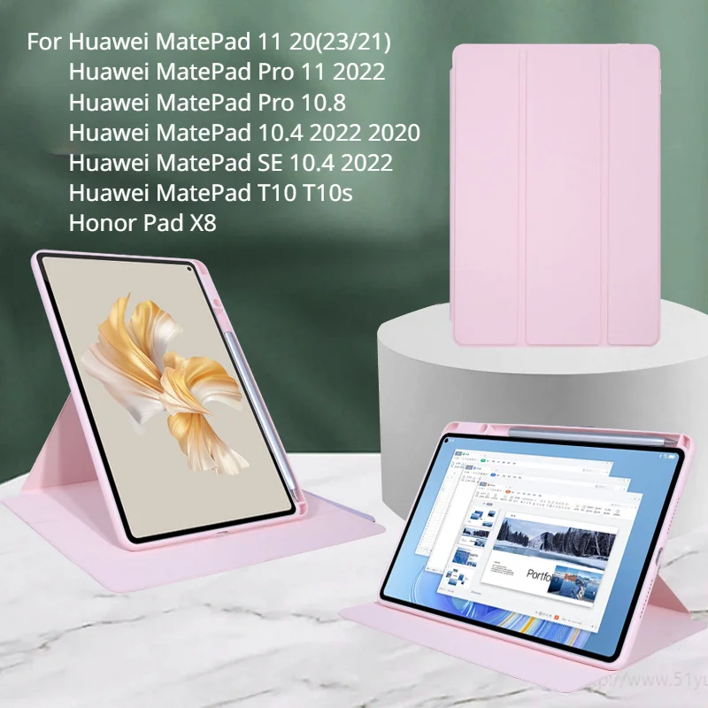 

Вращающийся на 360 градусов Прозрачный чехол для Huawei MatePad 11 Pro 11 10,8 MatePad SE 10,4 T10 T10s Honor Pad X8 с чехлом-держателем для карандашей