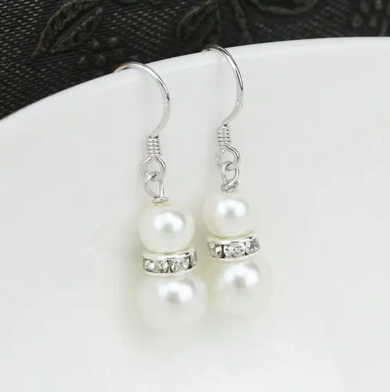 

Серьги из жемчуга АА уникального дизайна, белые серьги 6-8 мм стразы из натурального жемчуга, подарок для подружки невествечерние девушки