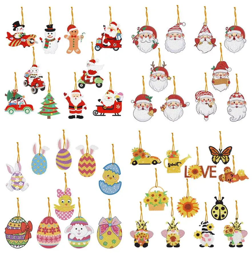 

10 шт. Рождественский Декор, алмазная живопись, подвеска «сделай сам», алмазная вышивка, подвесное украшение, пасхальное искусство