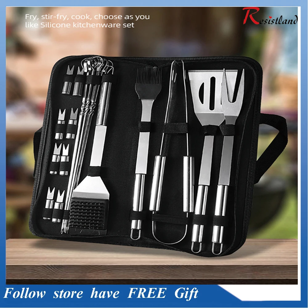 

Набор инструментов для барбекю, портативный мешок, нож для барбекю, вращающийся инструмент для гриля, барбекю, щипцы для кистей, игла для кем...