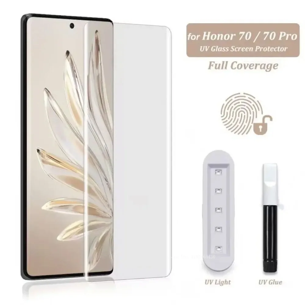 Фото Защитная пленка для экрана с УФ-жидким клеем для Honor 60 70 30 V40 50 80 90 Pro Magic 5 Lite VS V2 V 2 S Складное закаленное стекло для телефона №1