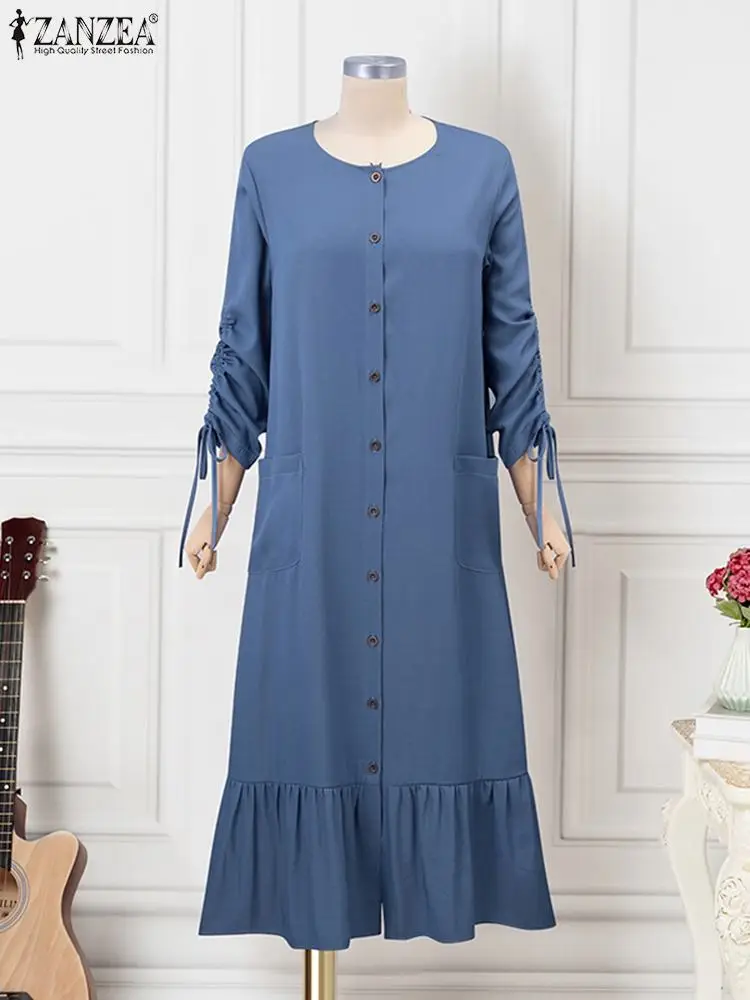 Весеннее платье-макси ZANZEA мусульманский хиджаб сарафан женское винтажное