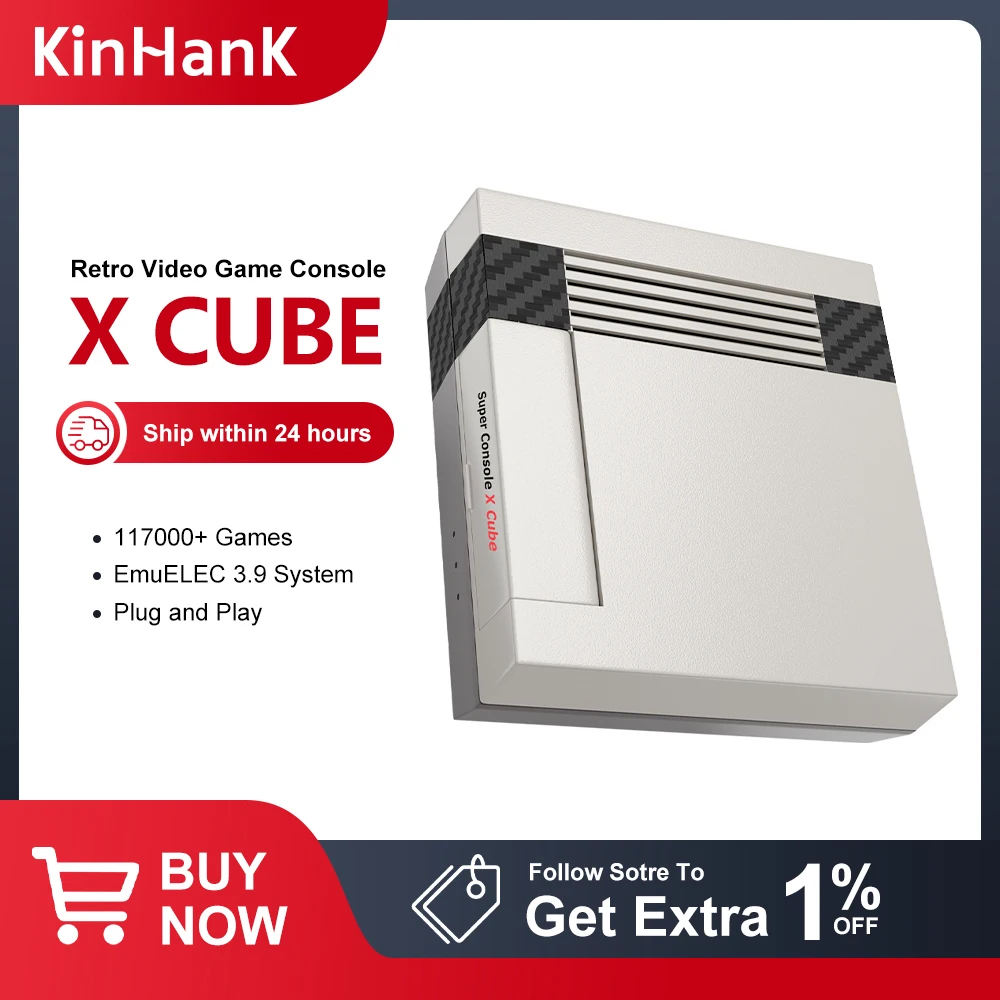 Game Console Kinhank Super X Cube Retro Video Game Console 117000 Games for PSP/PS1/N64/DC/MAME/GBA Kid Gift with Controller