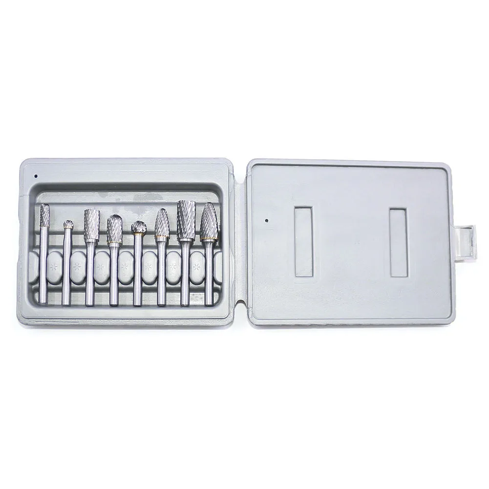 

8pcs 6mm Shank Tungsten Carbide Rotary File Multi Tool Wood Carving Grinding Routing Router Bit Milling Cutter Attachment