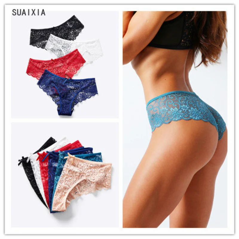 

3 шт., женские хлопковые трусики с цветочным принтом