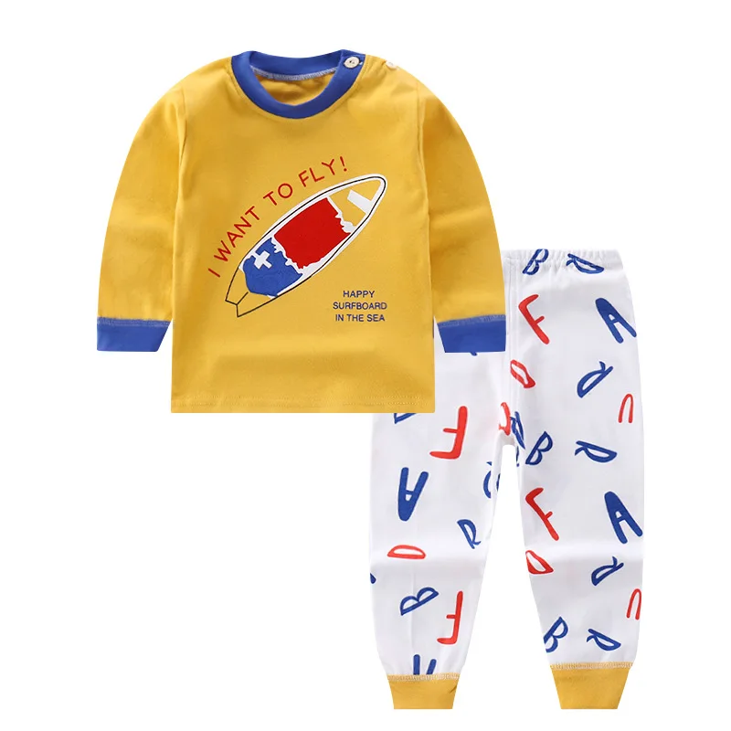 Cotton Kids Clothes Set Baby Boy Cartoon Long Sleeve Pajamas 1-6Y