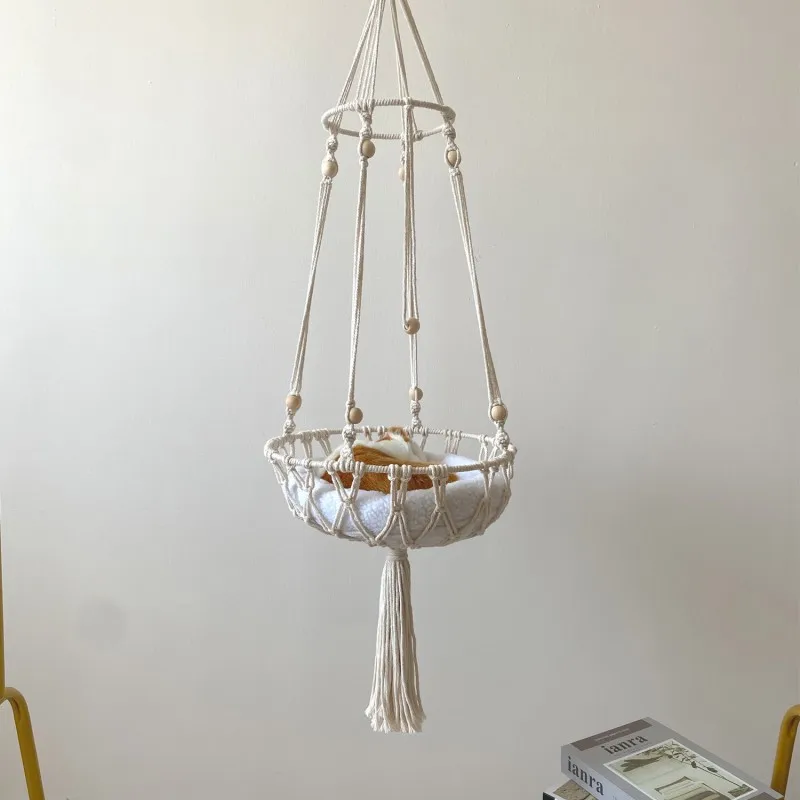 

Handmade Woven Cat Nest Hammock, Hanging Basket, Net Bag, Pet Hanging Basket, Toy, Washable Hammock, Home