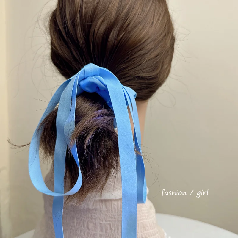 

Korean ins blogger's same ballet style simple bow ribbon large intestine loop hair rope tie hair headrope hair accessories new