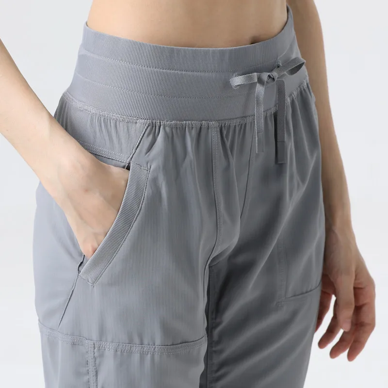 Lulu Women Gym loose full length Pants Wide Leg Pants Workout Running Exercise Trousers 4 Way Stretch capris With Pockets