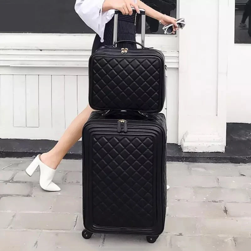 

Fashion PU leather rolling luggage set with handbag women men travel suitcase bag luxury brand trolley luggage 16/20/24 inch