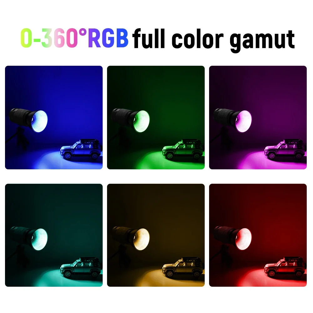 Фото Светодиодные RGB-светильники для видеосъемки, 60 Вт, линза с 12 эффектами FX, 2500–6500 К, 11500 люкс, быстрая зарядка типа C, крепление Bowens для фотографии №4