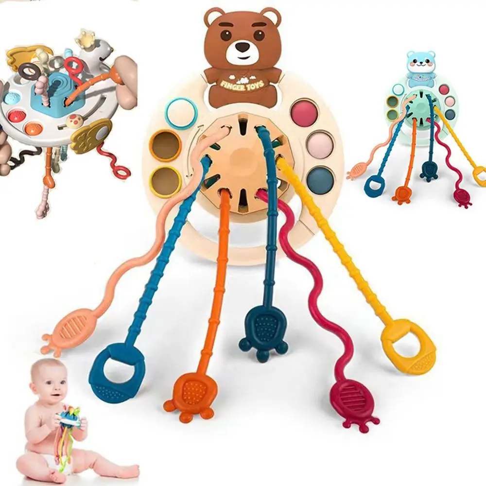 

Игрушка Монтессори, тянущаяся нить, игрушки для активного отдыха, развивающие игры, сенсорные игрушки для малышей 6, 12 месяцев, силиконовые и...