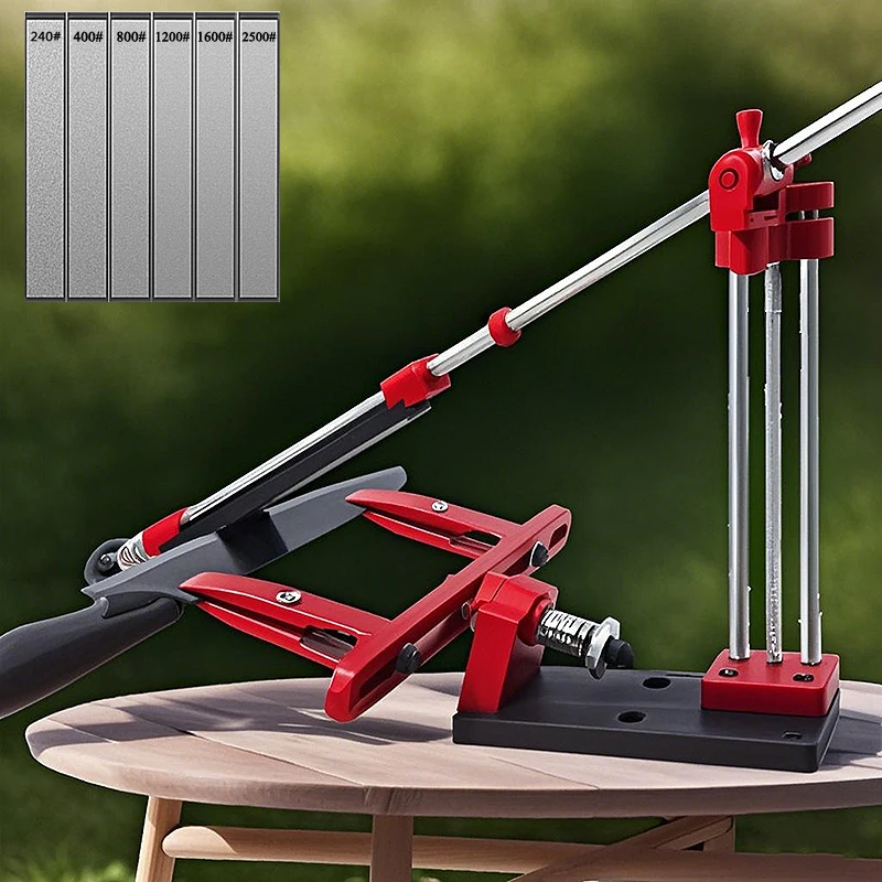 

2025 New Red Fixed Angle Sharpener with Scale Adjustable Height 360° Rotating Tool Professional Kitchen Knife Sharpening System