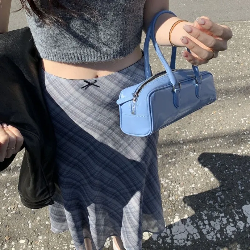 Клетчатая юбка-русалка женская весенняя студенческая ретро-юбка с высокой