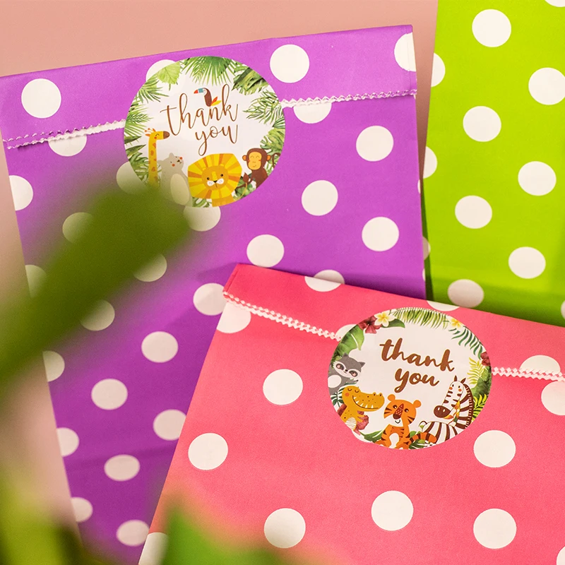 

48 шт., наклейки в виде джунглей сафари, с надписью «Thank You»