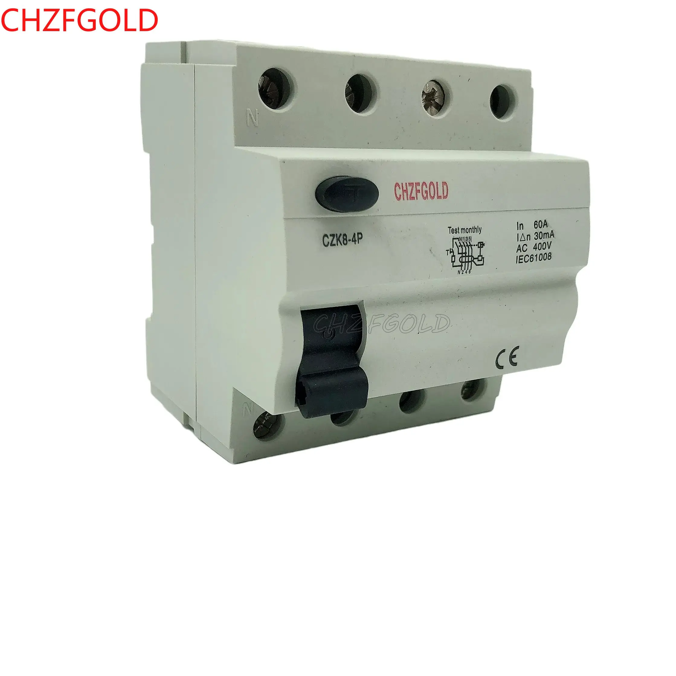 

Выключатель тока утечки заземления CHZFGOLD Din Rail DC RCCB RCD 4P 63a 30 мА 300 мА Тип B 10 кА