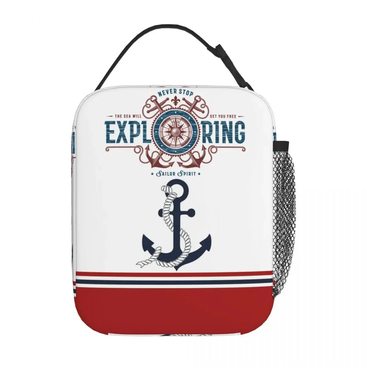 

Термоизолированные Ланч-боксы с морскими синими якорями, морские красные полосы, переносной Ланч-бокс с якорем для охлаждения, термальный Ланч-бокс