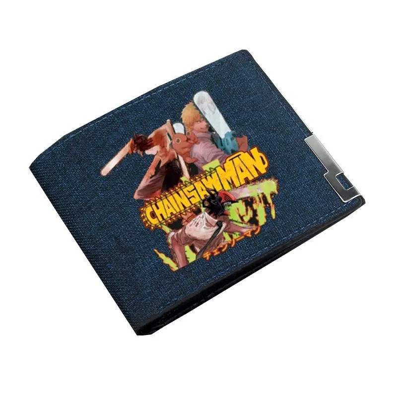 

Кошелек для фанатов с аниме бензопилой, короткий складной держатель для фото для мальчиков и девочек, мягкая сумочка из искусственной кожи на молнии для мелочей с мультяшным рисунком, Подарочный бумажник