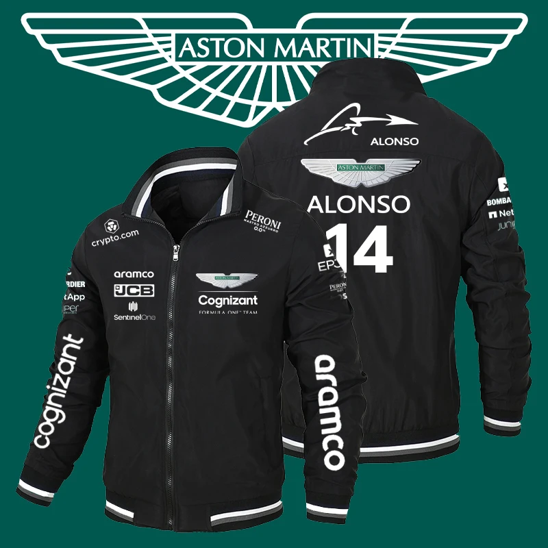 

2023 F1 Aston Martin Racing Spanish Driver Fernando Alonso Livery Jacket Oversized Men's Formula 1 Racing Fan Wear