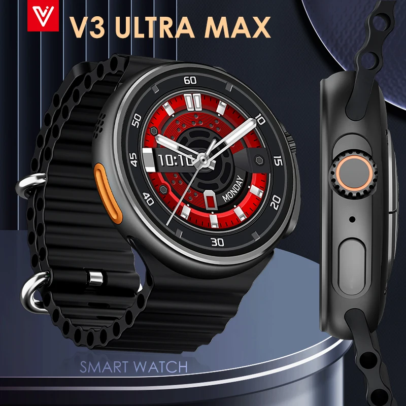 

Новинка 2023, мужские Смарт-часы V3 Ultra Max, диагональ 1,6 дюйма, измерение уровня кислорода в крови, пульсометр, спортивные водонепроницаемые Смарт-часы с беспроводной зарядкой