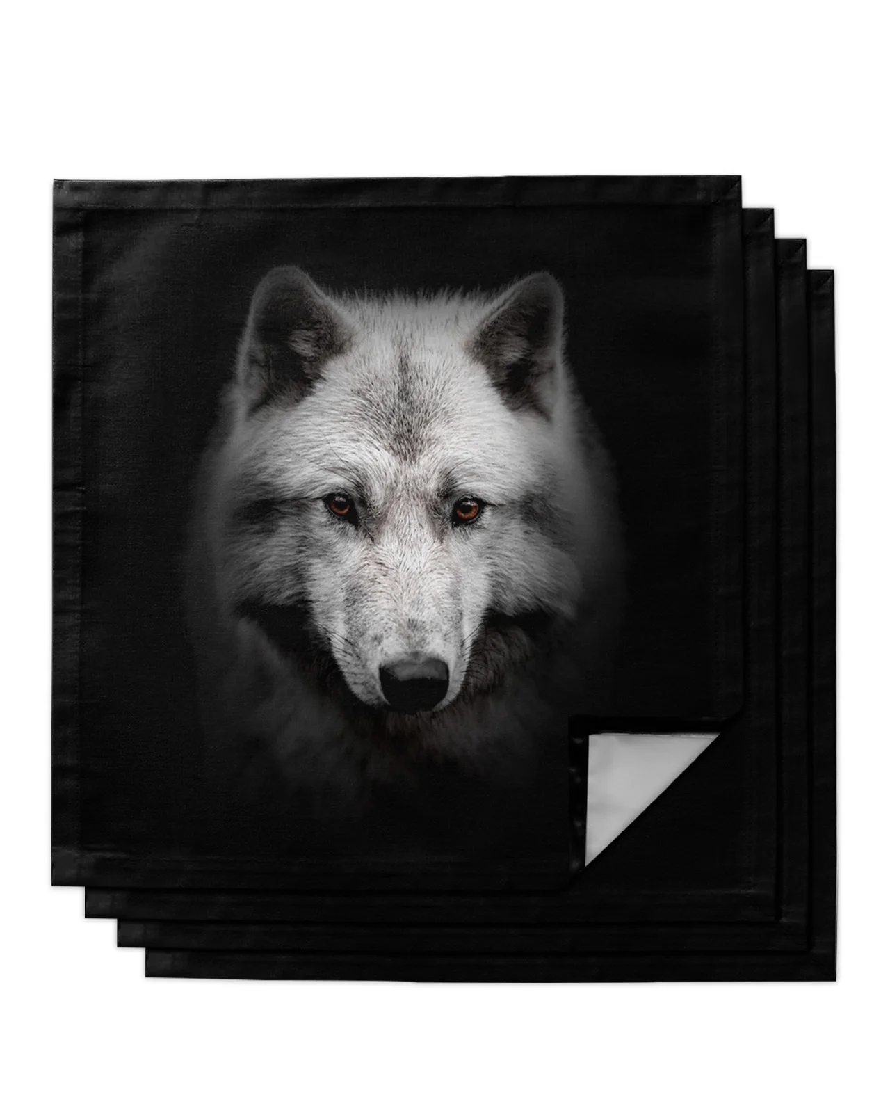 

Animal Wolf Head Black 4/6/8pcs Table Napkins Restaurant Dinner Wedding Banquet Decor Cloth Napkins Supplies Party Decoration
