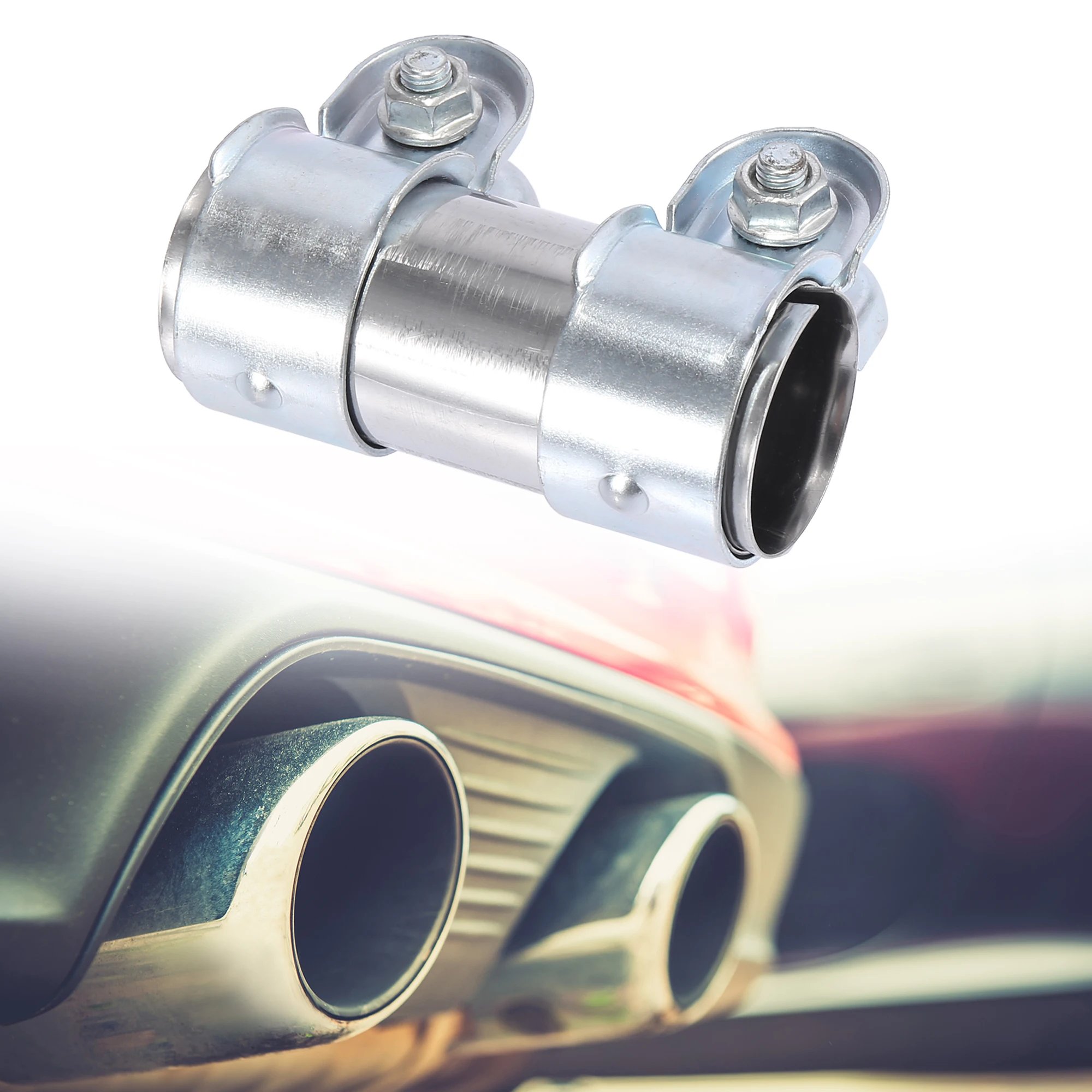 

X Autohaux 35x95mm Car Universal Exhaust Pipe Stainless Steel Sleeve Connector Clamp Coupler Muffler Kit Replacement Accessories