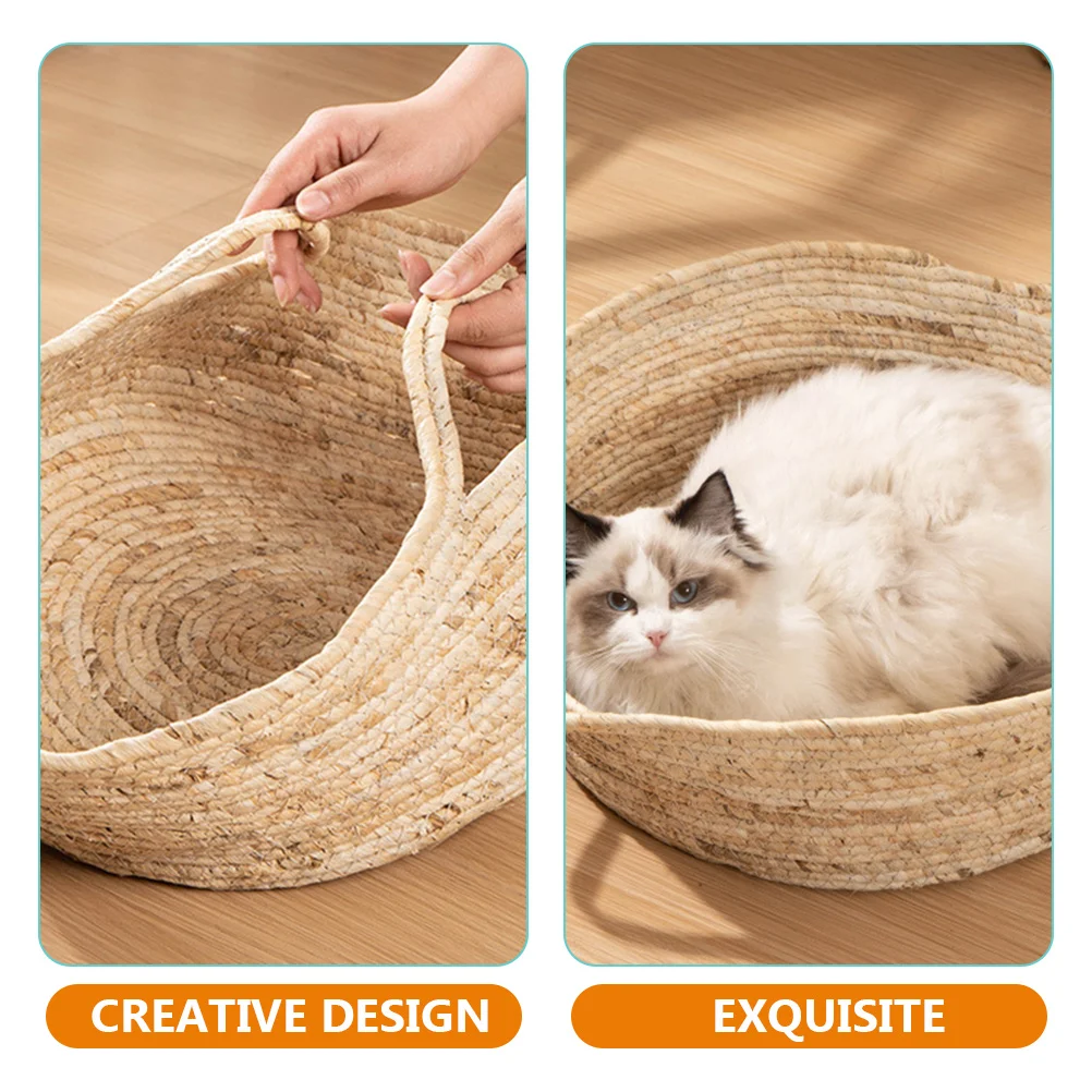 

Cat Bed Sleeping Pethouse Rattan Summer Kitten Mat Hammock Beds Dog Puppy Warm Washable Cool Scratching Pad Kennel Small Lounge