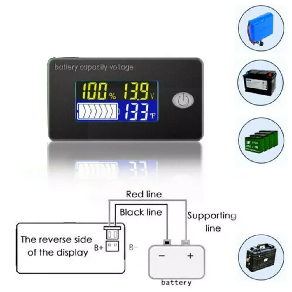 

12V/24V/36V/48V LCD Apply To For 10-100V Acid Lead Voltmeter Battery Capacity Motorcycle Electric Tester Indicator Lithium P2O4