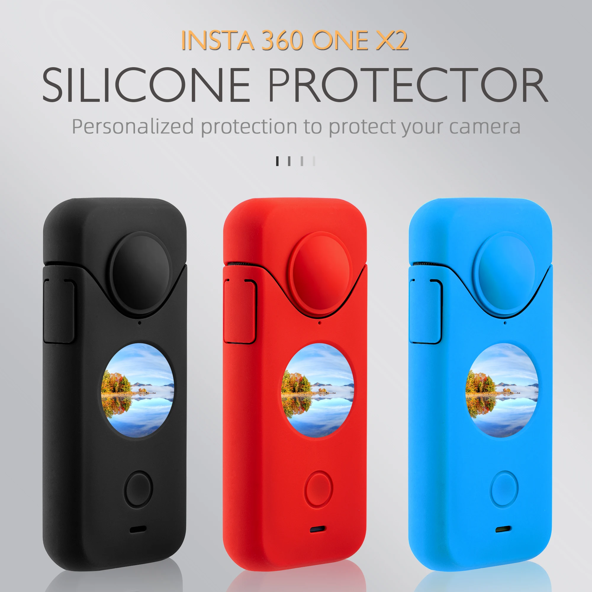 

Panoramic Action Camera Silicone Protective Case for Insta360 One x2 Waterproof and Anti-drop Body Protection Camera Accessories