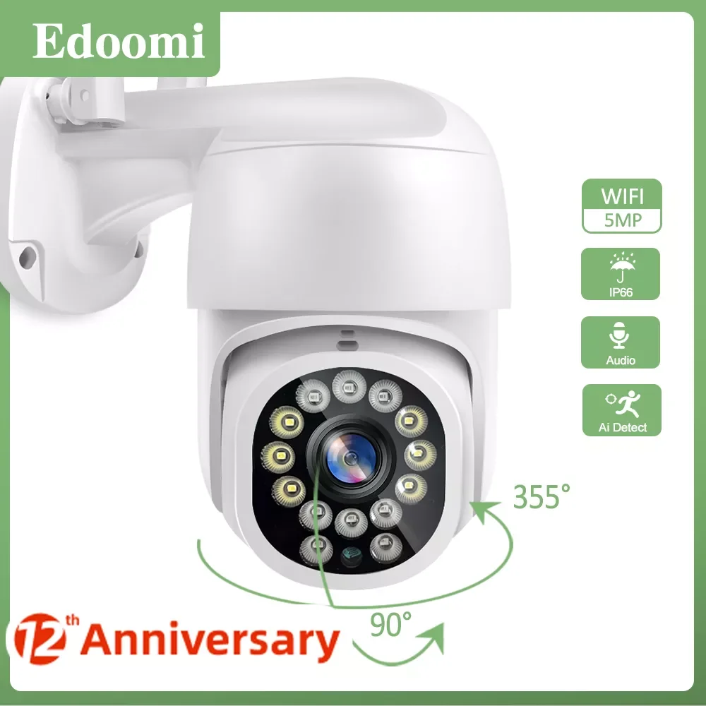 

NEW2023 5MP IP WiFi 1080P PTZ CCTV Security Protection Outdoor Auto Tracking 4X Digital Zoom Mini Surveillance Camera Night Vers