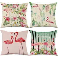 cute flamingo linen cushion cover solid color fantasy love tropical summer living room sofa cushion cover home decor wholesale